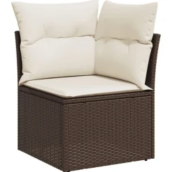 vidaXL Set comedor de jardín 5 piezas y cojines ratán sintético marrón Marrón y crema Hot