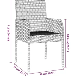 vidaXL Set comedor jardín 7 pzas y cojines ratán sintético Gris Clearance