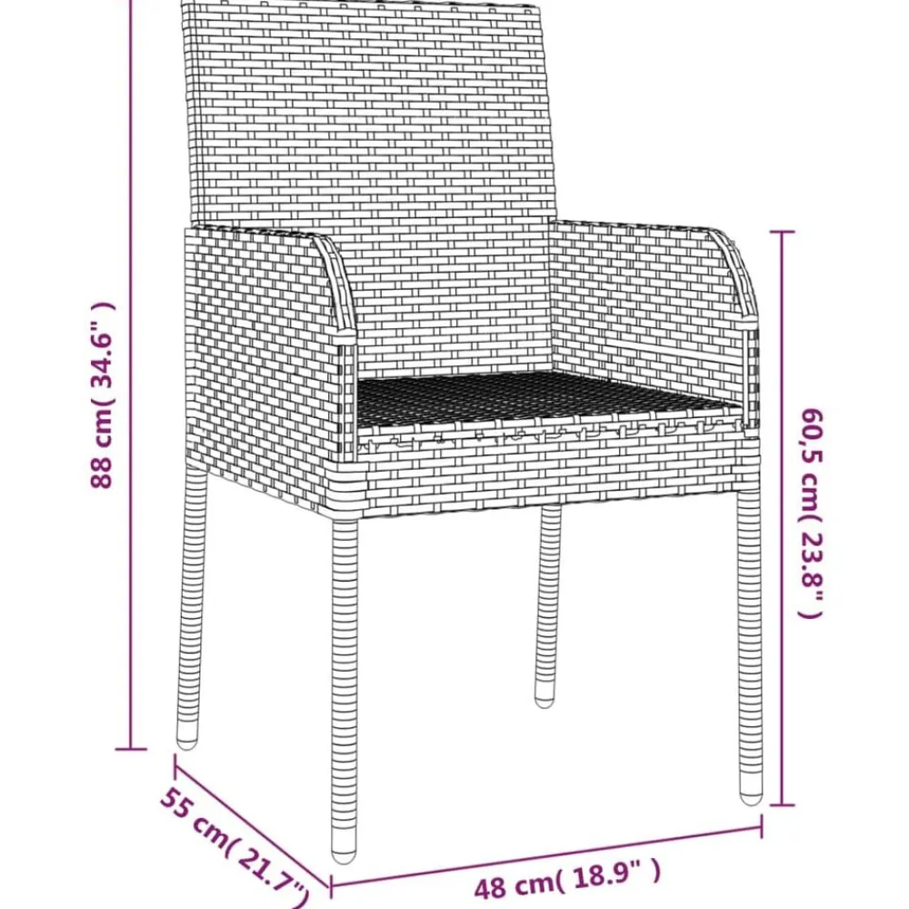 vidaXL Set comedor jardín 7 pzas y cojines ratán sintético Gris Clearance