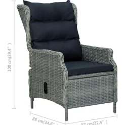 vidaXL Muebles De Jardín-Set comedor jardín 7 pzas y cojines ratán sintético gris claro