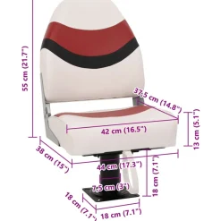 vidaXL Set de asientos plegables para barco 2 uds con respaldo alto Rojo y negro Best