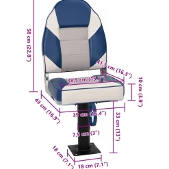 vidaXL Set de asientos plegables para barco 2 uds con respaldo alto Blanco y azul Best
