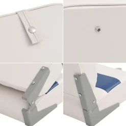 vidaXL Set de asientos plegables para barco 2 uds con respaldo alto Blanco y azul Best