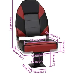 vidaXL Set de asientos plegables para barco 2 uds con respaldo alto Rojo y negro Discount