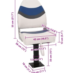 vidaXL Set de asientos plegables para barco 2 uds con respaldo alto Blanco y azul Sale