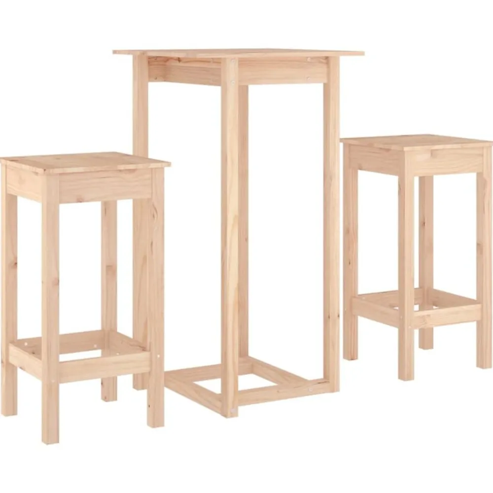 vidaXL Conjuntos De Muebles-Set de bar 3 piezas madera maciza de pino