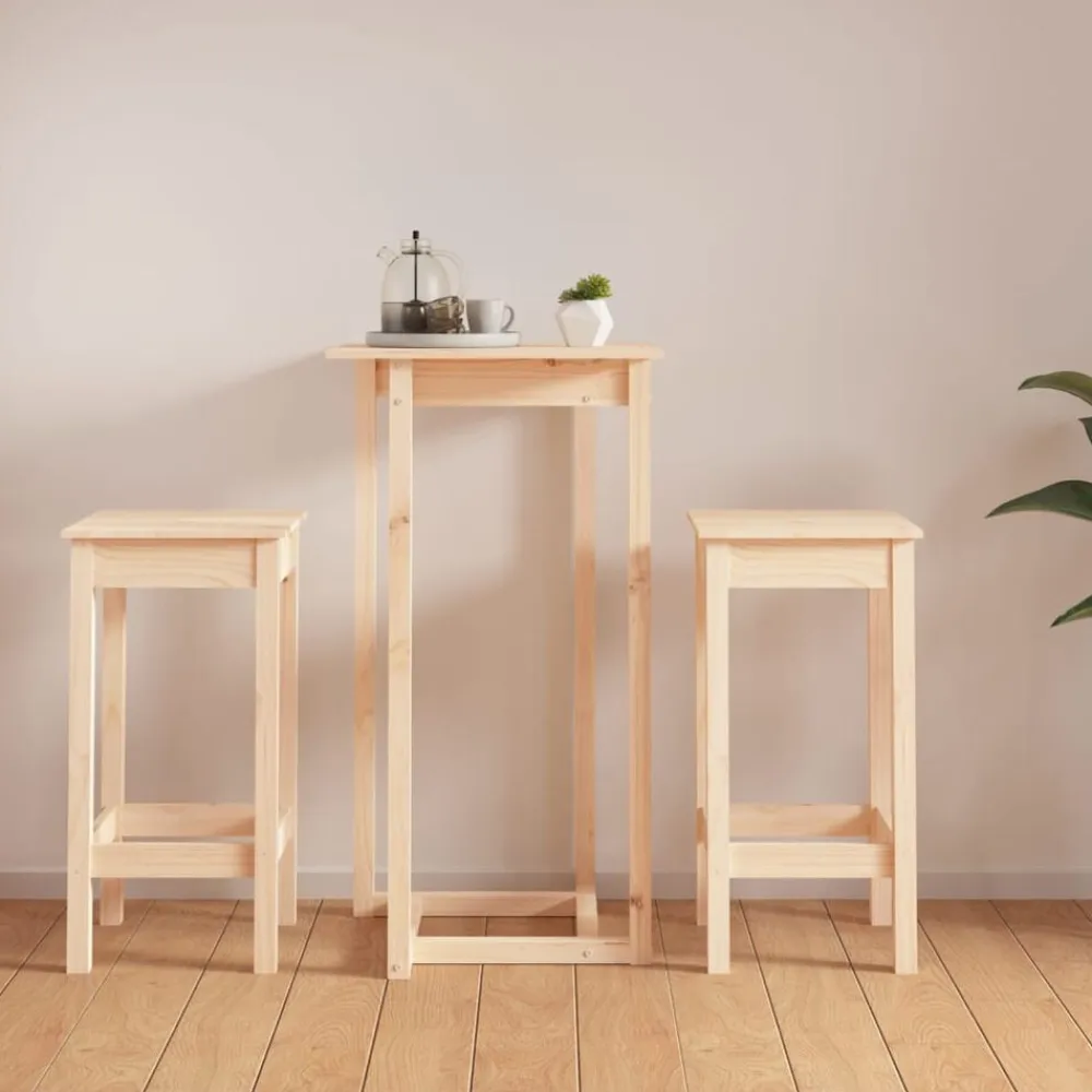 vidaXL Conjuntos De Muebles-Set de bar 3 piezas madera maciza de pino