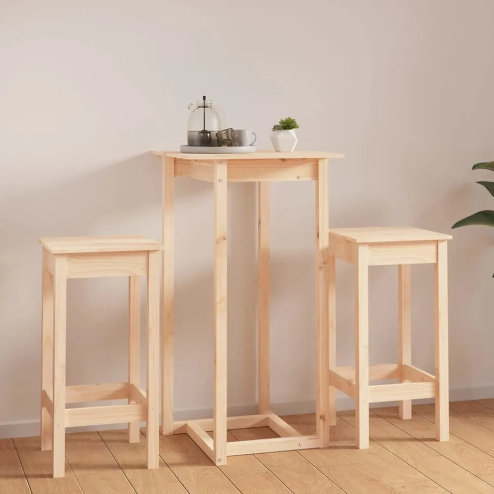 vidaXL Conjuntos De Muebles-Set de bar 3 piezas madera maciza de pino