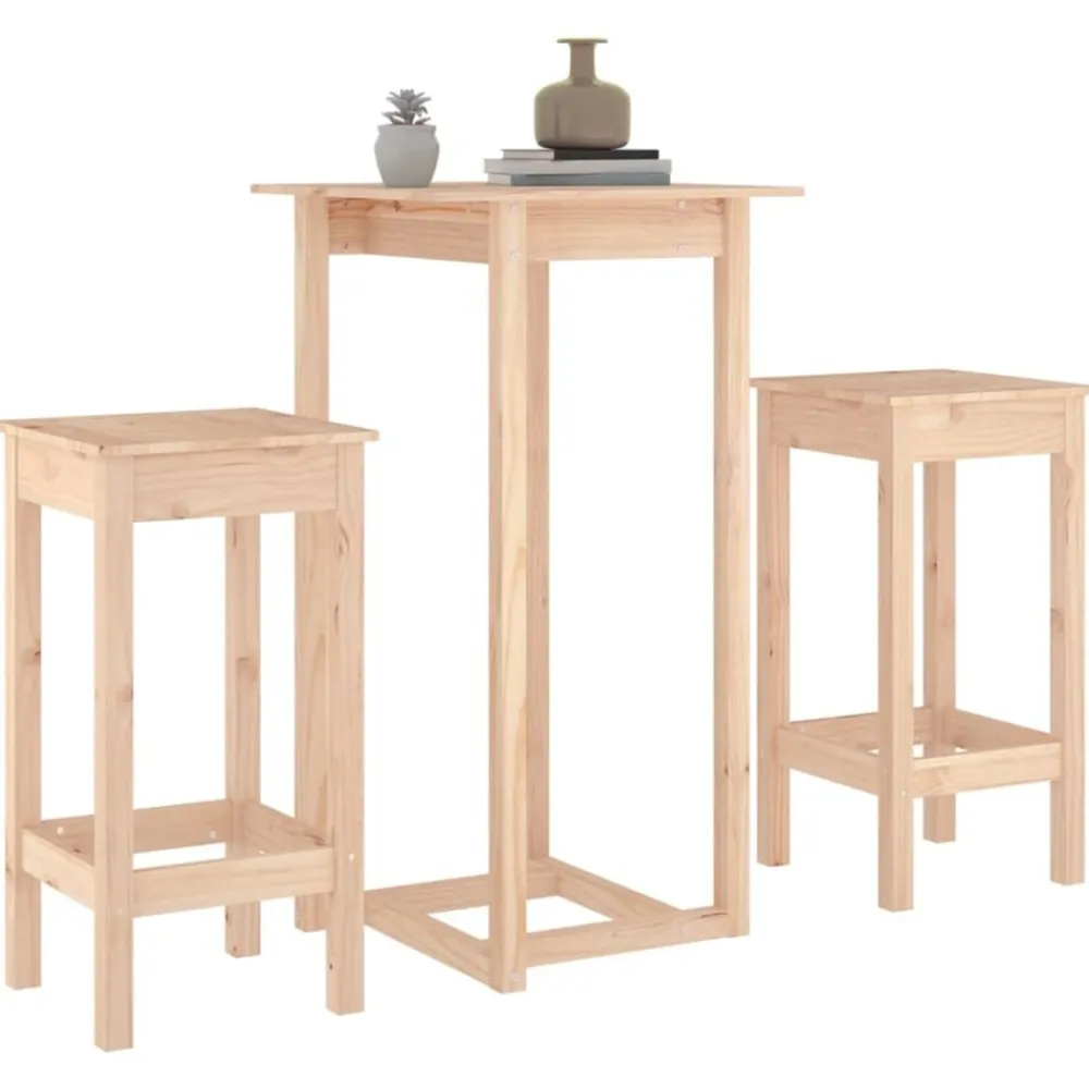 vidaXL Conjuntos De Muebles-Set de bar 3 piezas madera maciza de pino