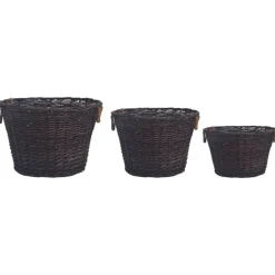 vidaXL Set de cestas apilables para leña 3 uds sauce marrón oscuro Clearance