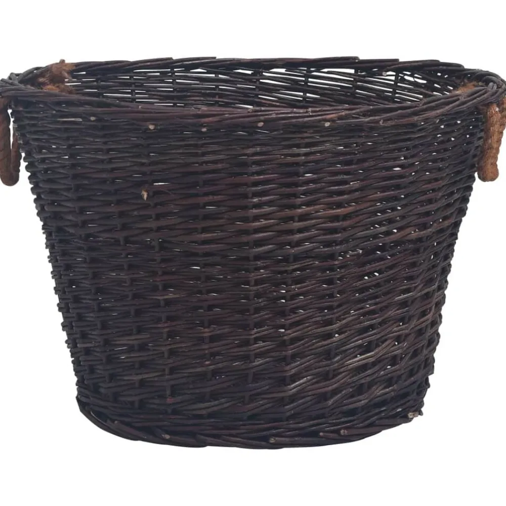 vidaXL Set de cestas apilables para leña 3 uds sauce marrón oscuro Clearance