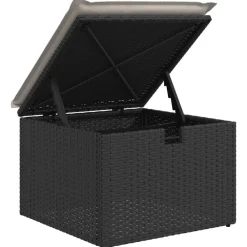 vidaXL Muebles De Jardín-Set de comedor de jardín 7 pzas y cojines ratán sintético negro