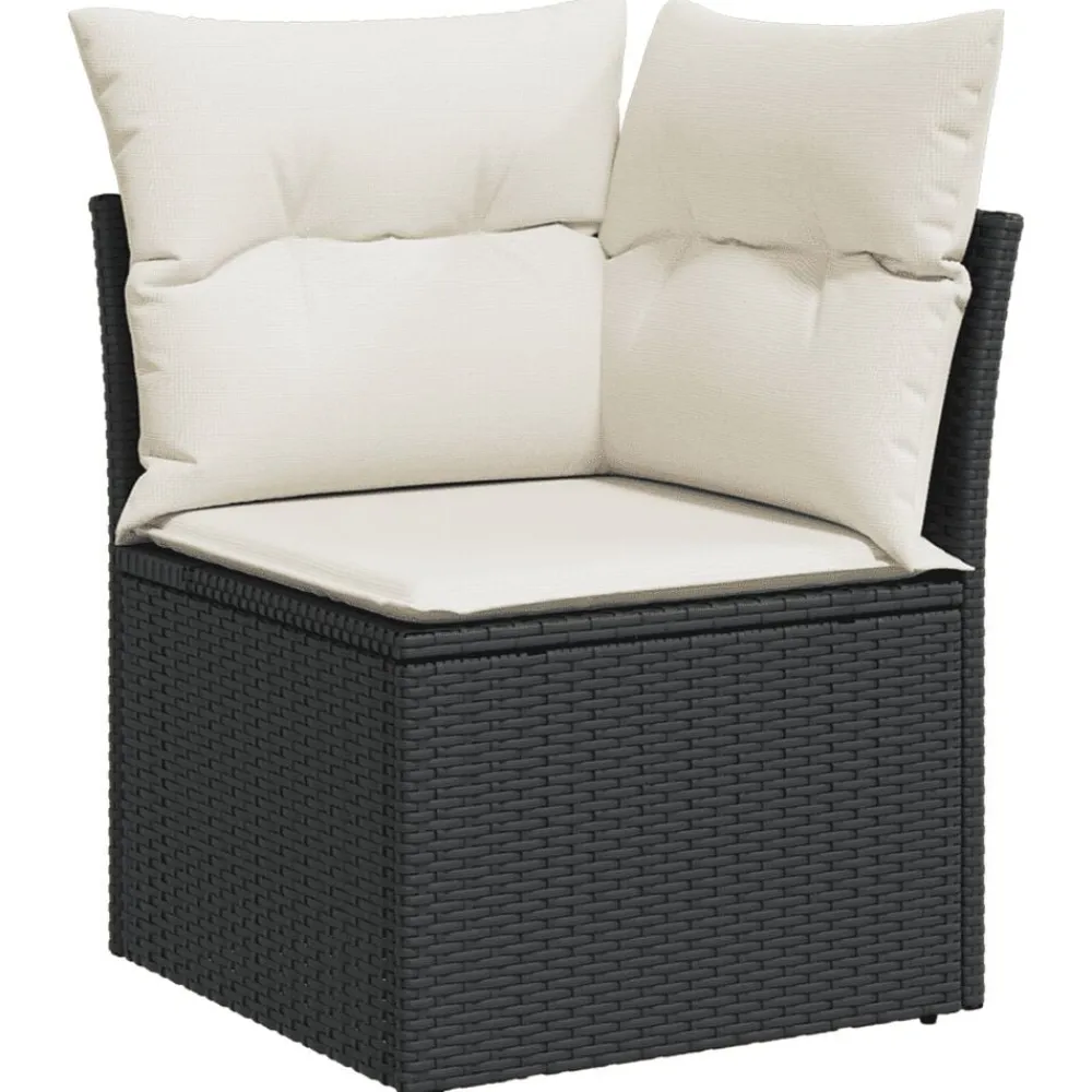 vidaXL Muebles De Jardín-Set de comedor de jardín 7 pzas y cojines ratán sintético negro