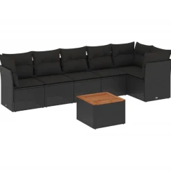 vidaXL Muebles De Jardín-Set de comedor de jardín 7 pzas y cojines ratán sintético