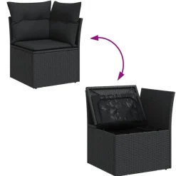 vidaXL Muebles De Jardín-Set de comedor de jardín 7 pzas y cojines ratán sintético