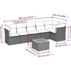 vidaXL Muebles De Jardín-Set de comedor de jardín 7 pzas y cojines ratán sintético