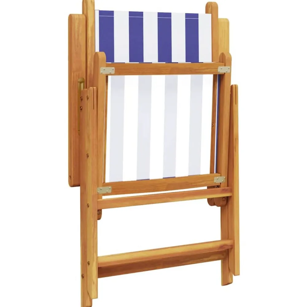 vidaXL Muebles De Jardín-Set de comedor de jardín 7 pzas tela madera maciza azul blanco
