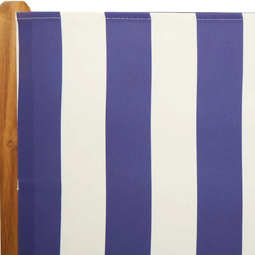 vidaXL Muebles De Jardín-Set de comedor de jardín 7 pzas tela madera maciza azul blanco
