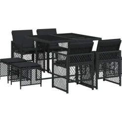 vidaXL Muebles De Jardín-Set de comedor de jardín 9 pzas y cojines ratán sintético