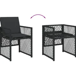 vidaXL Muebles De Jardín-Set de comedor de jardín 9 pzas y cojines ratán sintético