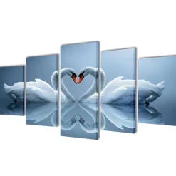 vidaXL Decoración-Set de cuadros en lienzo canvas cisne 100x50 cm