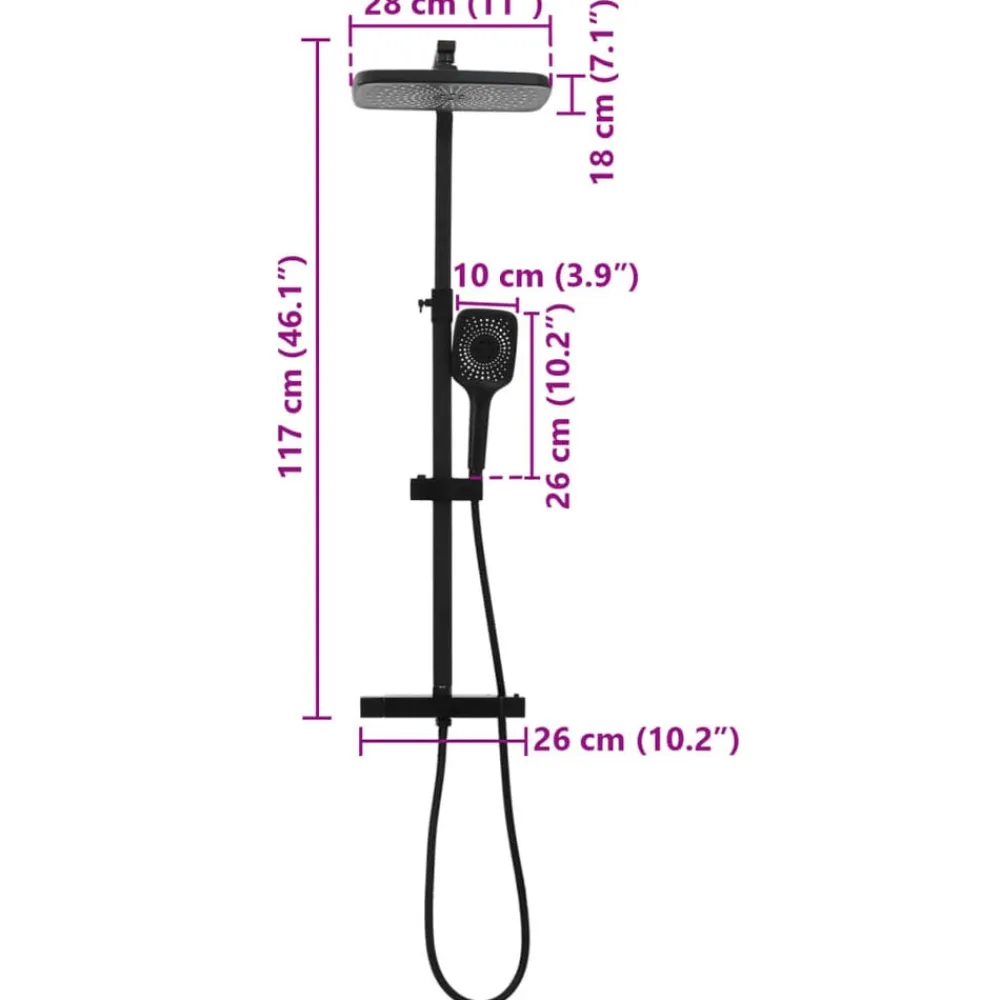 vidaXL Fontanería-Set de ducha de doble cabezal con mezclador y flexo latón negro