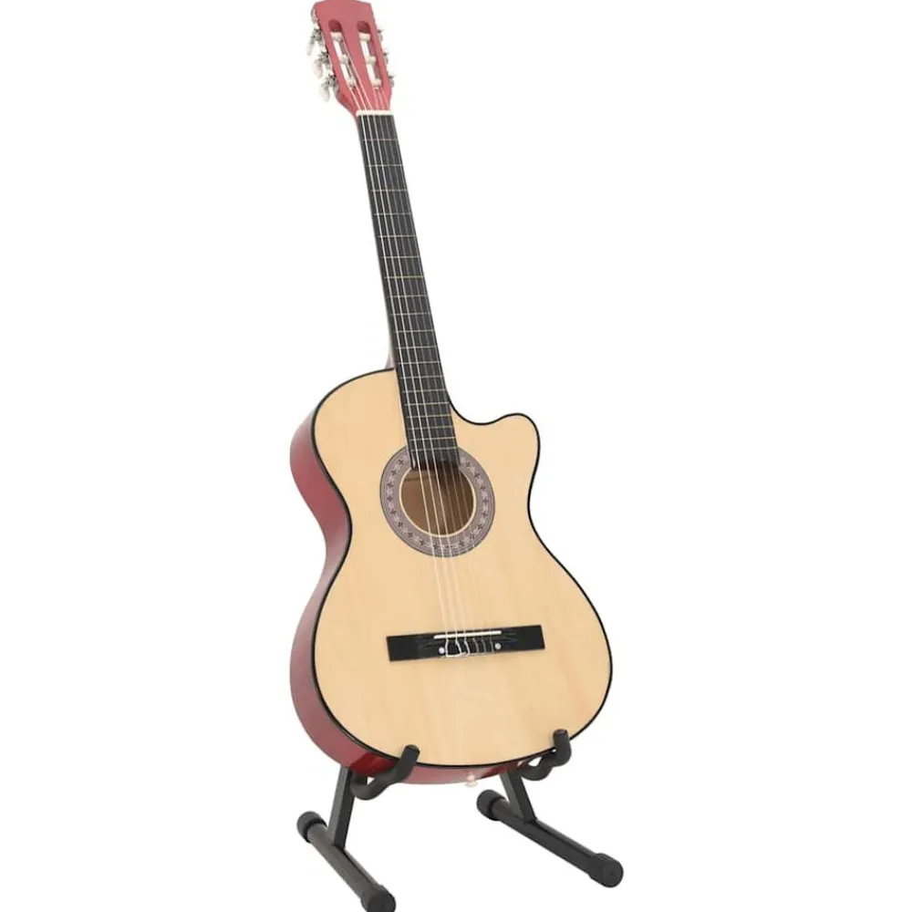 vidaXL Set de guitarra acústica 12 piezas con cutaway 6 cuerdas 38" Marrón claro Hot