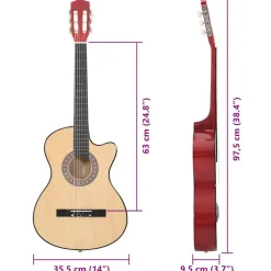 vidaXL Set de guitarra acústica 12 piezas con cutaway 6 cuerdas 38