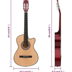 vidaXL Set de guitarra acústica 12 piezas con cutaway 6 cuerdas 38