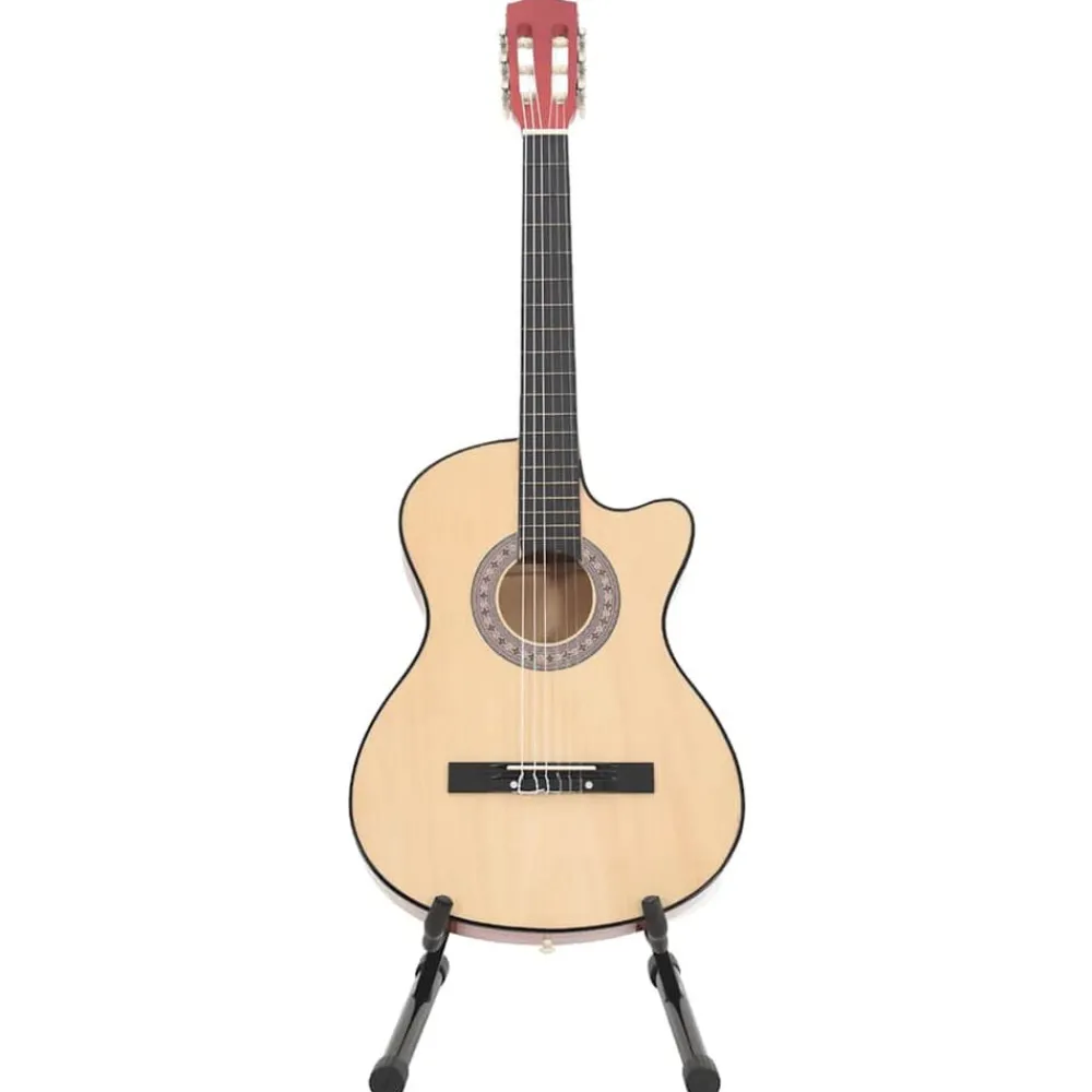 vidaXL Set de guitarra acústica 12 piezas con cutaway 6 cuerdas 38" Marrón claro Hot
