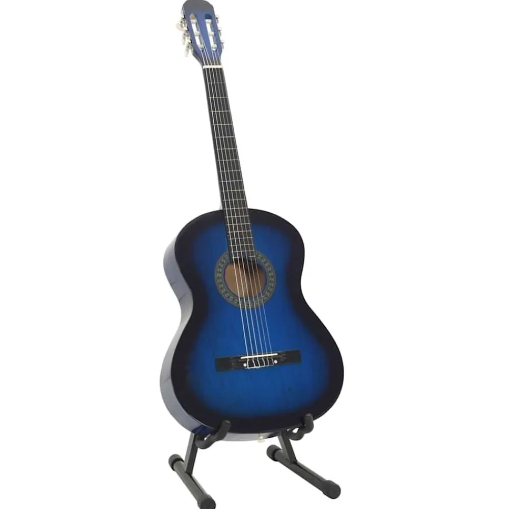 vidaXL Set de guitarra clásica para principiante 12 pzas 4/4 39" Azul Hot