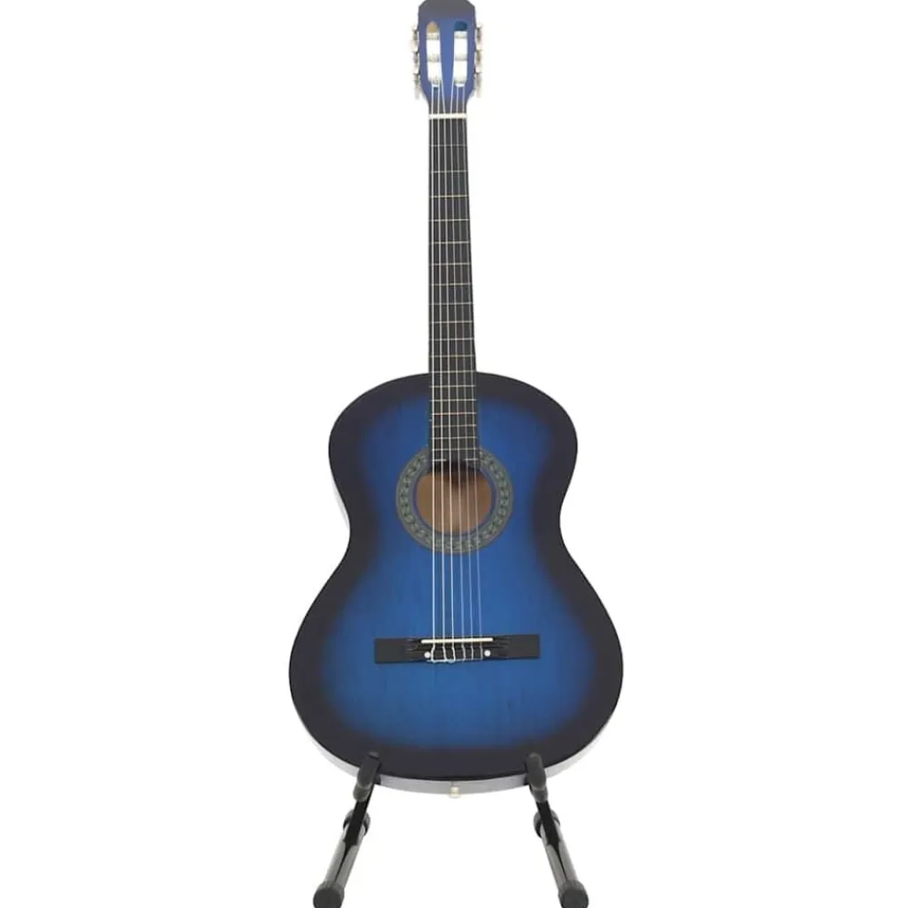 vidaXL Set de guitarra clásica para principiante 12 pzas 4/4 39" Azul Hot