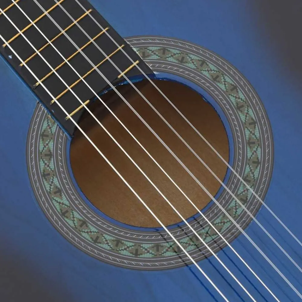 vidaXL Set de guitarra clásica para principiante 12 pzas 4/4 39" Azul Hot