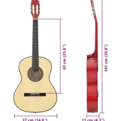 vidaXL Arte Y Ocio-Set de guitarra clásica para principiantes 12 piezas 4/4 39