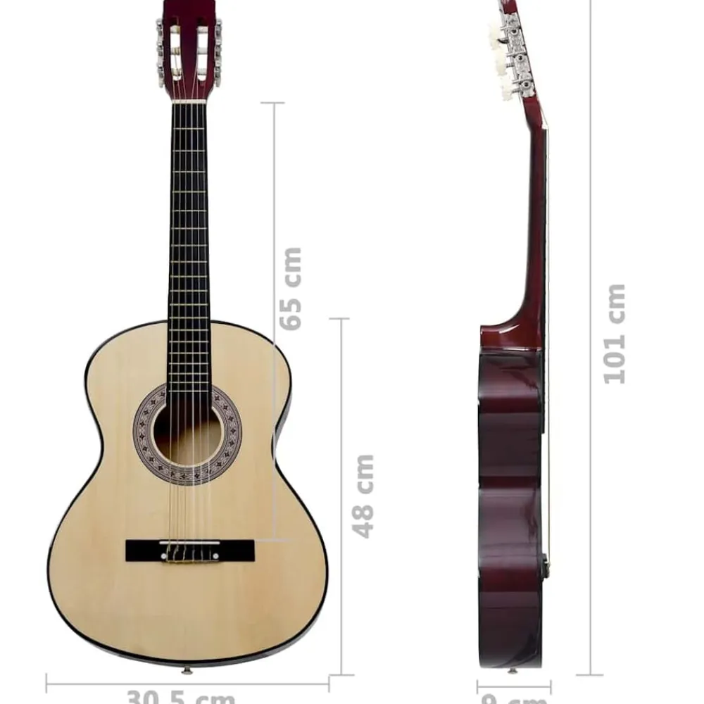 vidaXL Arte Y Ocio-Set de guitarra clásica para principiantes 12 piezas 4/4 39"