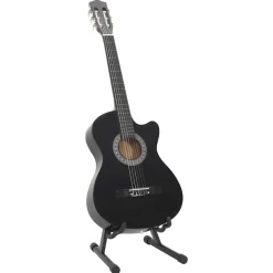 vidaXL Set de guitarra clásica occidental 12 pzas 6 cuerdas negra 38" Negro Discount