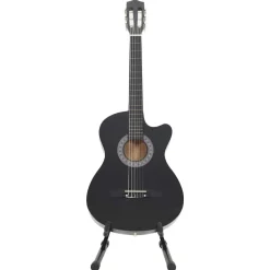 vidaXL Set de guitarra clásica occidental 12 pzas 6 cuerdas negra 38