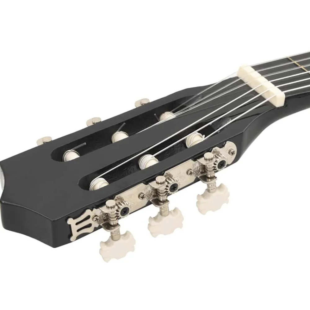 vidaXL Set de guitarra clásica occidental 12 pzas 6 cuerdas negra 38" Negro Discount