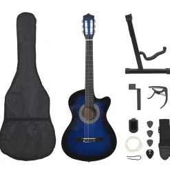 vidaXL Arte Y Ocio-Set de guitarra clásica occidental 12 pzas 6 cuerdas 38"
