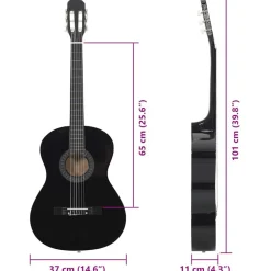 vidaXL Arte Y Ocio-Set de guitarra clásica para principiante 12 pzas 4/4 39
