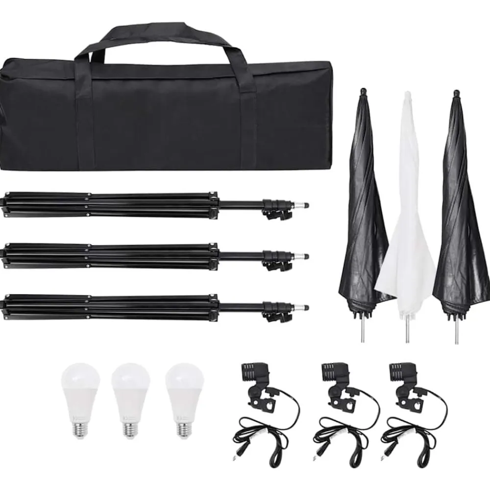 vidaXL Set de iluminación de estudio con trípodes y sombrillas Discount