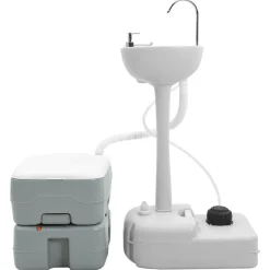 vidaXL Actividades Al Aire Libre-Set de Inodoro para Camping 2 pcs Gris 50,5 x 33 x 103 cm