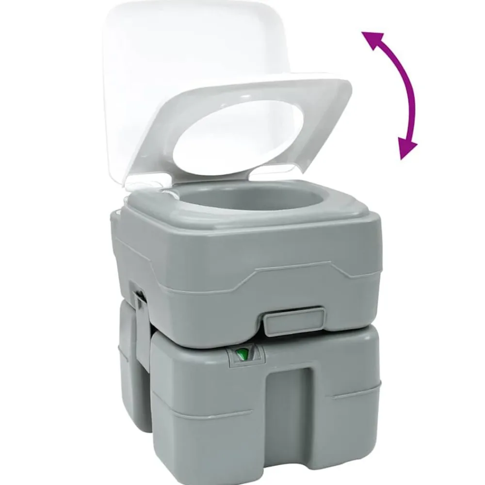 vidaXL Actividades Al Aire Libre-Set de Inodoro para Camping 2 pcs Gris 50,5 x 33 x 103 cm