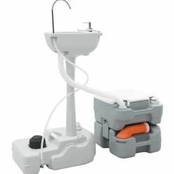 vidaXL Actividades Al Aire Libre-Set de Inodoro para Camping 2 pcs Gris 50,5 x 33 x 103 cm