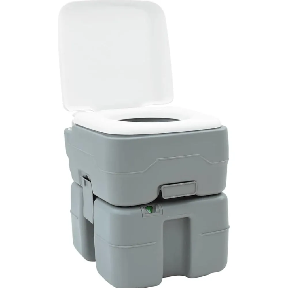 vidaXL Actividades Al Aire Libre-Set de Inodoro para Camping 2 pcs Gris 50,5 x 33 x 103 cm
