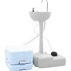 vidaXL Actividades Al Aire Libre-Set de Inodoro para Camping 2 pcs Azul y