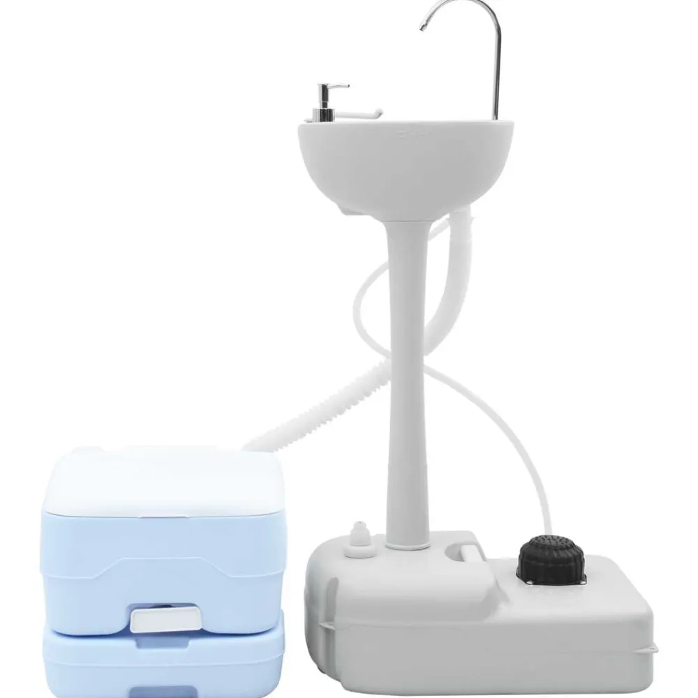 vidaXL Actividades Al Aire Libre-Set de Inodoro para Camping 2 pcs Azul y