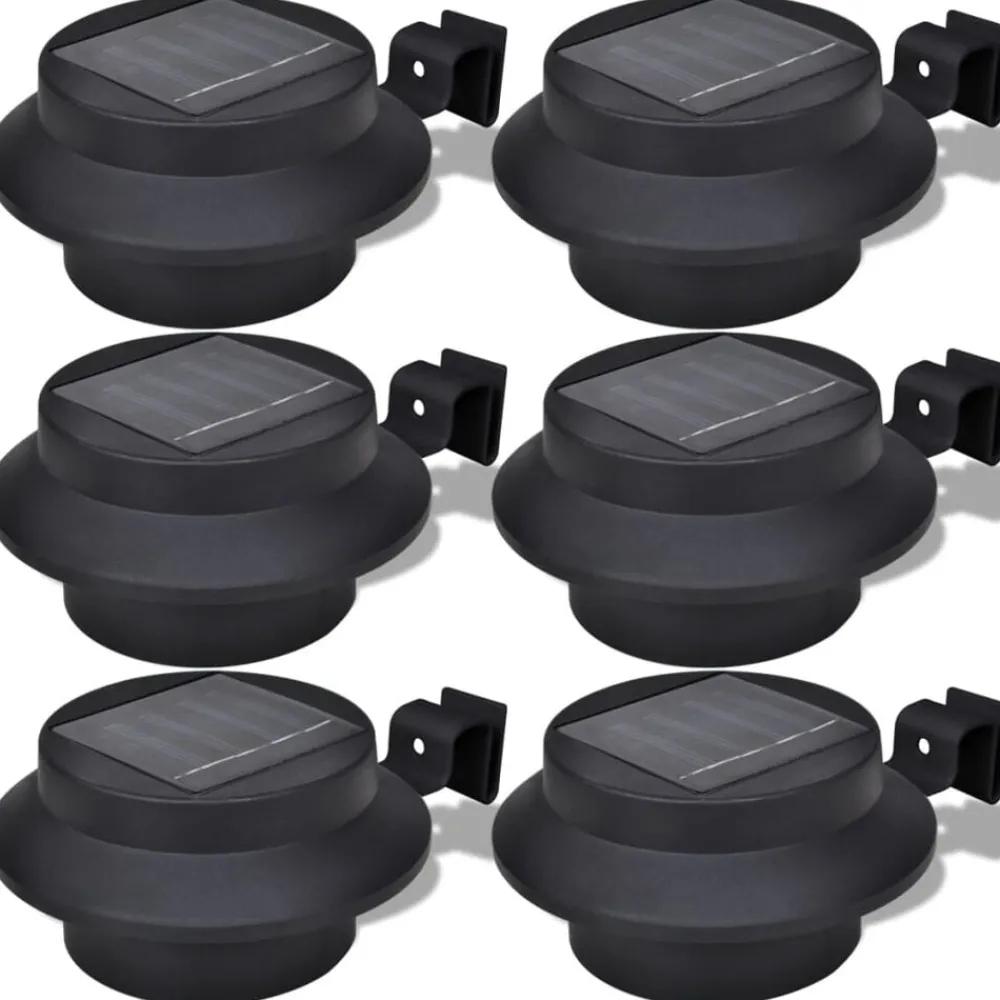 vidaXL Iluminación-Set de lámparas solares de exterior para valla 6 piezas