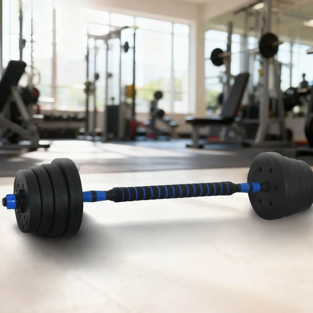 vidaXL Fitness Y Musculación-Set de Mancuernas y Barra de 2 en 1 30kg 30kg