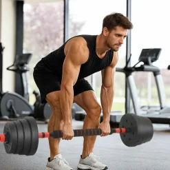vidaXL Fitness Y Musculación-Set de Mancuernas y Barra de 2 en 1 30kg 30kg